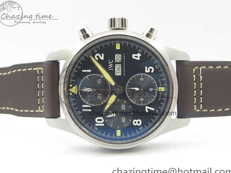 MIROTIME 0508 Pilot Chrono Spitfire IW387903 SS ZF 1:1 Best Edition Black Dial on Brown Leather Strap A OdorResistant 7127
